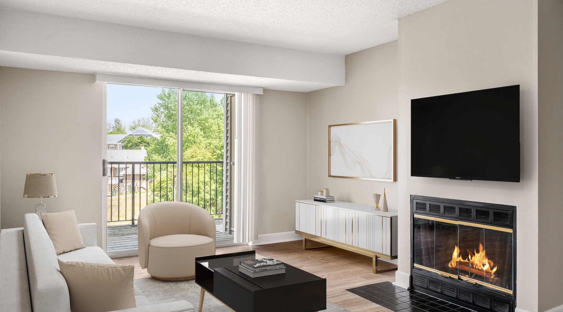 Spacious living areas to recline and recharge well lit living area