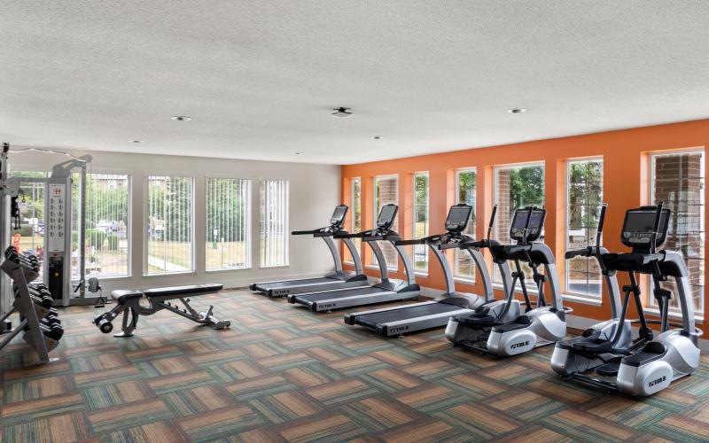 a gym with exercise equipment